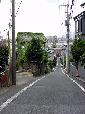 坂を登り切った時に現れる富士見坂。